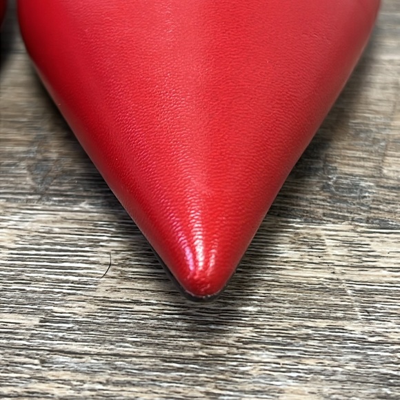 NEW Massimo Dutti Red Leather Pointed Toe Kitten Heel Pumps Size EU 39 US 8-8.5 - Picture 11 of 13